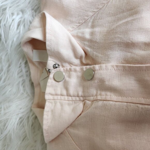 Chico’s 100% Linen Jacket Women’s  Zip Long Size 2 M 12  Eyelet Cutouts Pink‎ - Picture 15 of 16